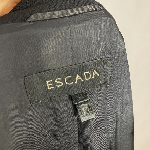 Escada Wool Blazer Jacket German Design Size 34 Grommet Detail MISSING BUTTON - Picture 13 of 16